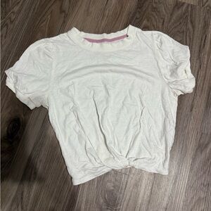 SO Women's Cream Knotted Short Sleeve Tee